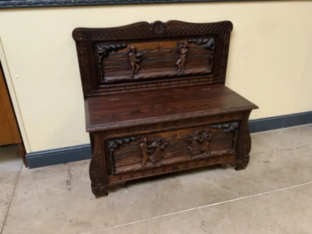 Antike  Bretonische Bank, Schuhschrank - Bretagne  - Lieferung möglich! 2