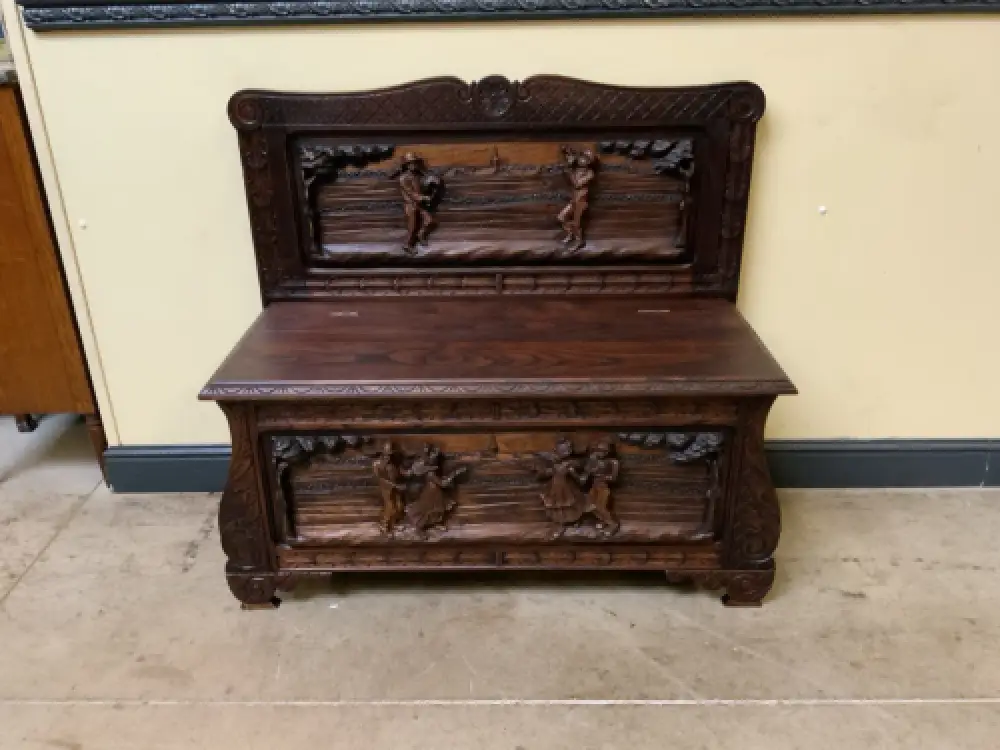 Antike  Bretonische Bank, Schuhschrank - Bretagne  - Lieferung möglich! 3