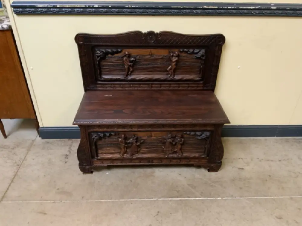 Antike  Bretonische Bank, Schuhschrank - Bretagne  - Lieferung möglich! 5