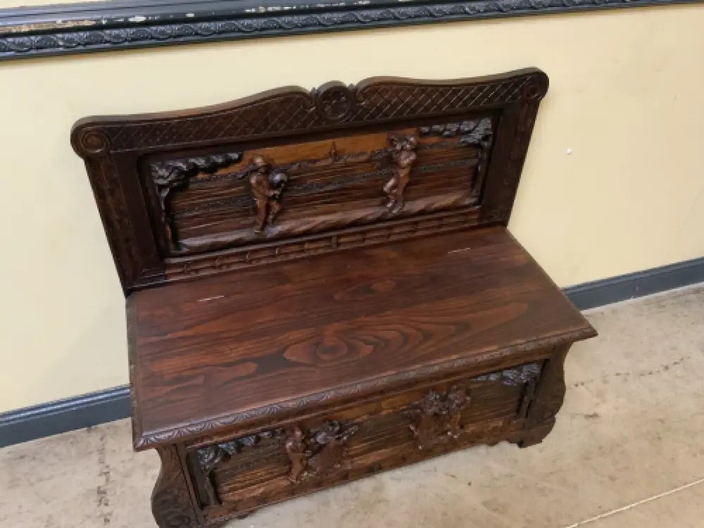 Antike  Bretonische Bank, Schuhschrank - Bretagne  - Lieferung möglich! 7