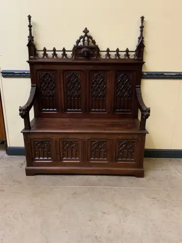 Antik - Imposante Neogotische Truhen Bank,  Sensationell - Lieferung möglich!