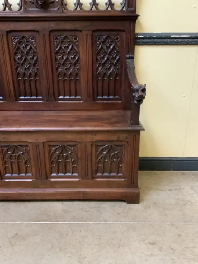 Antik - Imposante Neogotische Truhen Bank,  Sensationell - Lieferung möglich! 11