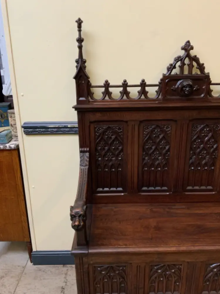 Antik - Imposante Neogotische Truhen Bank,  Sensationell - Lieferung möglich! 13