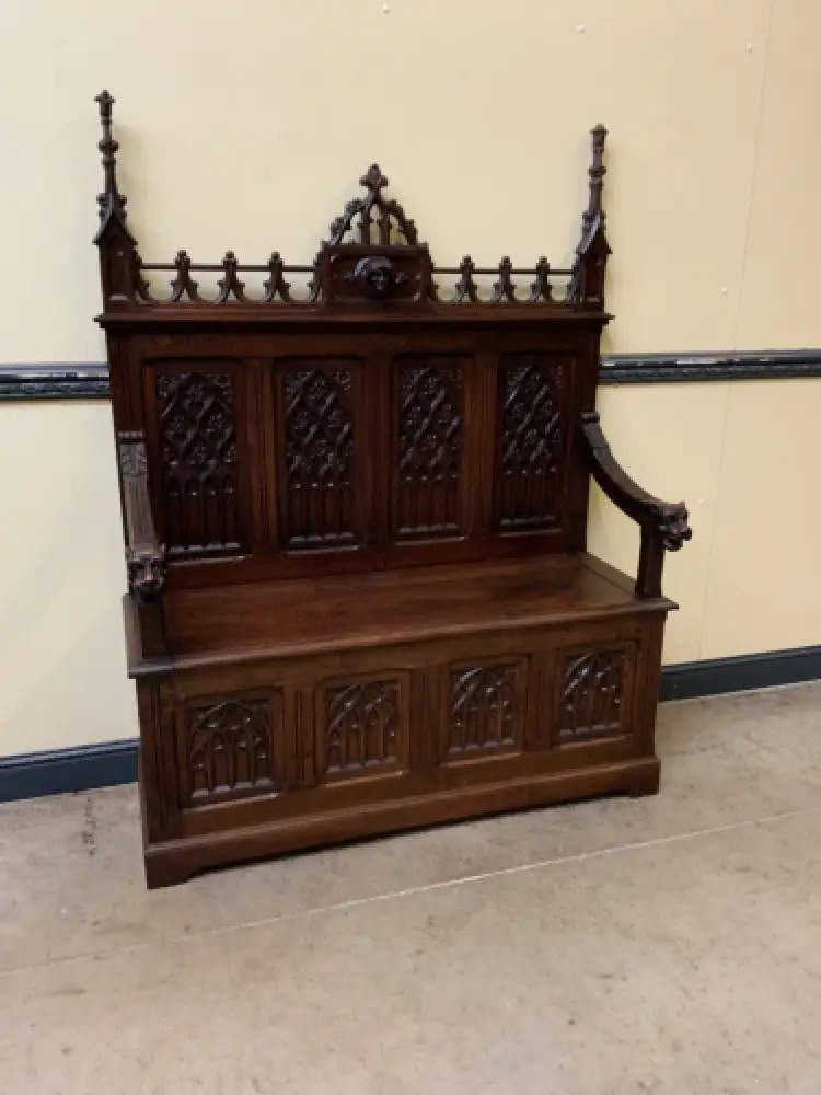 Antik - Imposante Neogotische Truhen Bank,  Sensationell - Lieferung möglich! 2