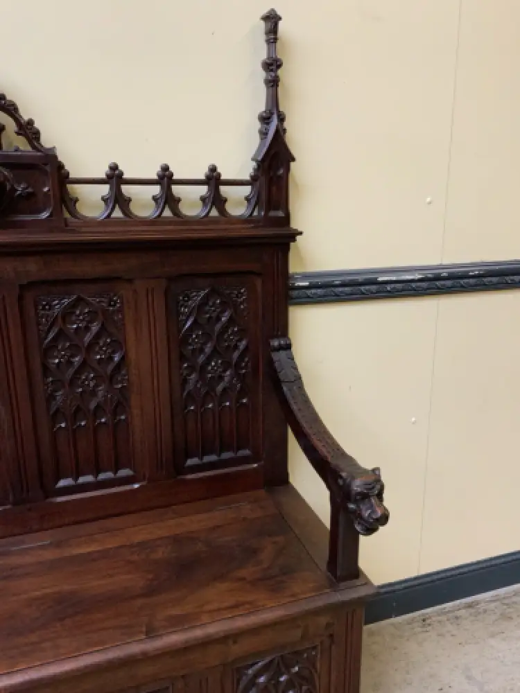 Antik - Imposante Neogotische Truhen Bank,  Sensationell - Lieferung möglich! 21