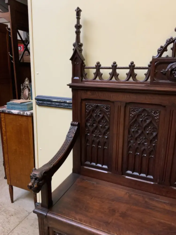 Antik - Imposante Neogotische Truhen Bank,  Sensationell - Lieferung möglich! 22