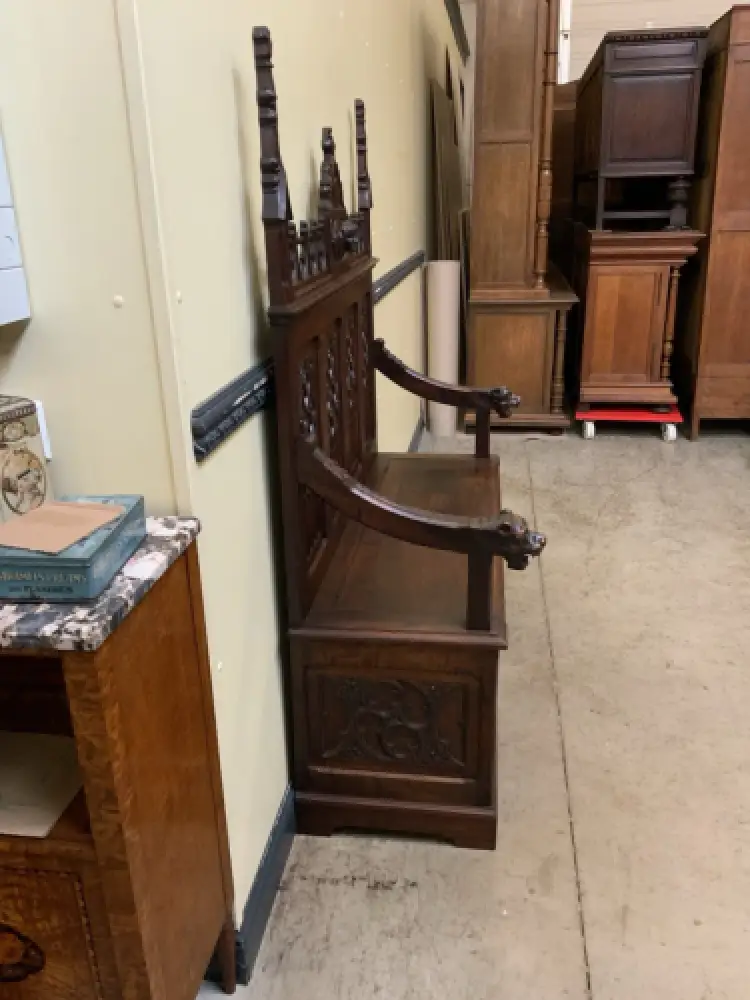 Antik - Imposante Neogotische Truhen Bank,  Sensationell - Lieferung möglich! 6