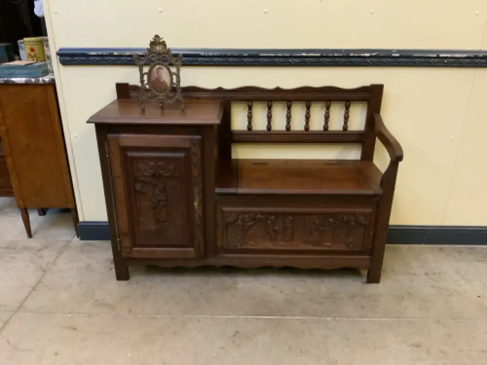 Antike  Bretonische Bank, Schuhschrank - Bretagne  - Lieferung möglich! 0