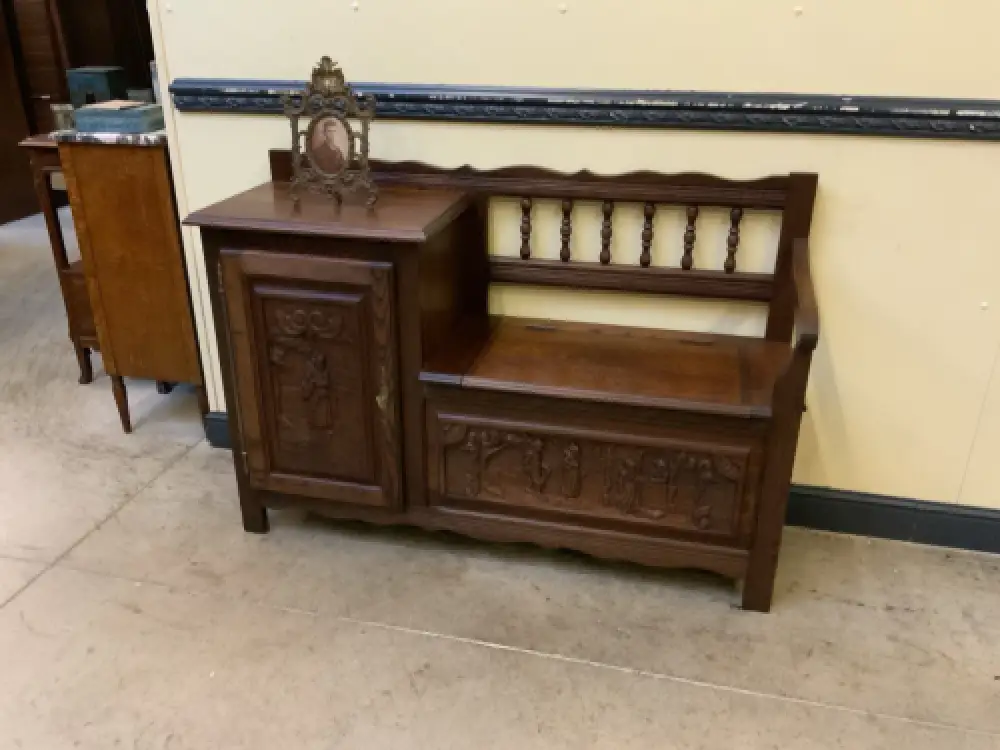 Antike  Bretonische Bank, Schuhschrank - Bretagne  - Lieferung möglich! 1