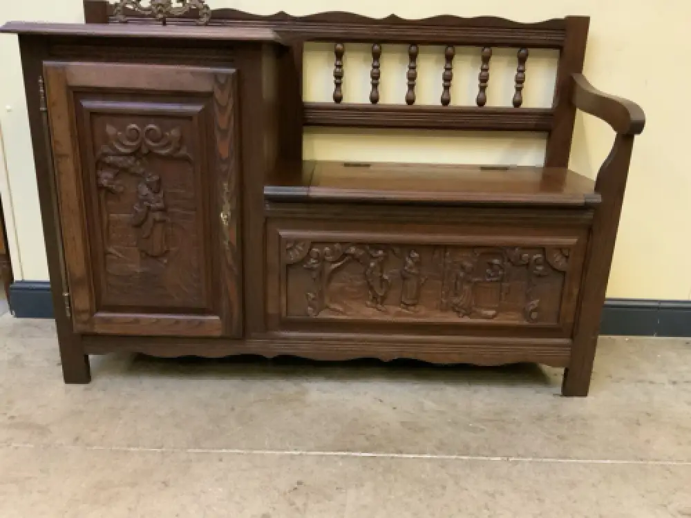 Antike  Bretonische Bank, Schuhschrank - Bretagne  - Lieferung möglich! 10