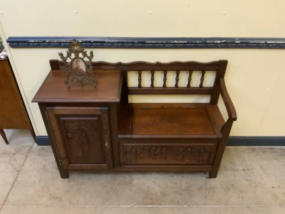 Antike  Bretonische Bank, Schuhschrank - Bretagne  - Lieferung möglich! 12