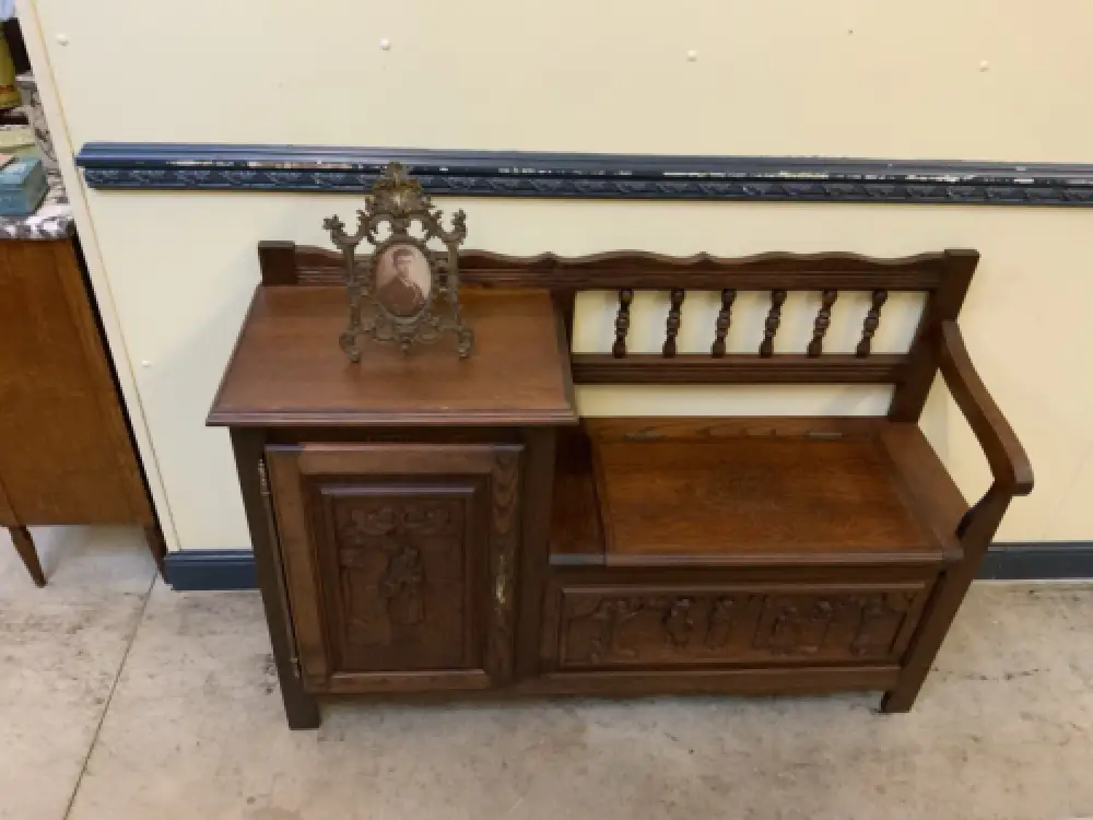 Antike  Bretonische Bank, Schuhschrank - Bretagne  - Lieferung möglich! 13