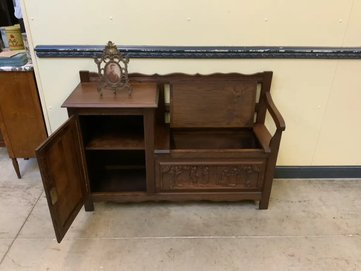 Antike  Bretonische Bank, Schuhschrank - Bretagne  - Lieferung möglich! 14