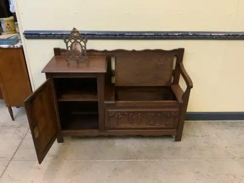 Antike  Bretonische Bank, Schuhschrank - Bretagne  - Lieferung möglich!
