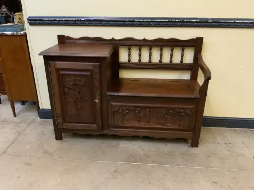 Antike  Bretonische Bank, Schuhschrank - Bretagne  - Lieferung möglich!