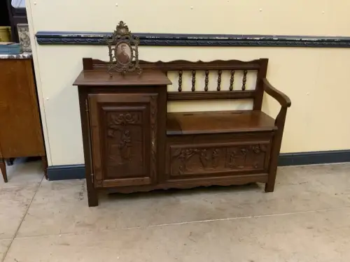 Antike  Bretonische Bank, Schuhschrank - Bretagne  - Lieferung möglich!