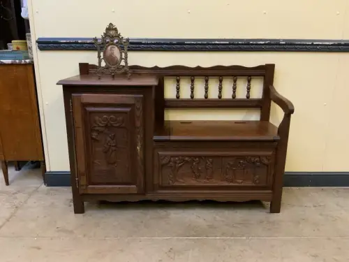 Antike  Bretonische Bank, Schuhschrank - Bretagne  - Lieferung möglich!