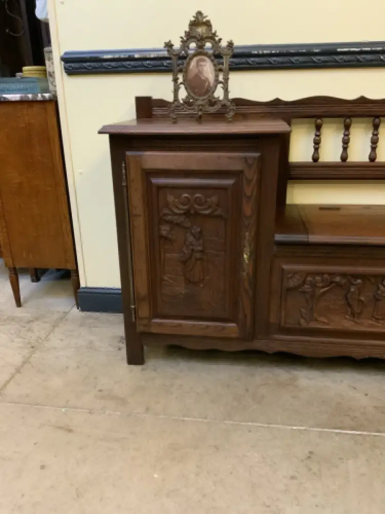 Antike  Bretonische Bank, Schuhschrank - Bretagne  - Lieferung möglich! 8