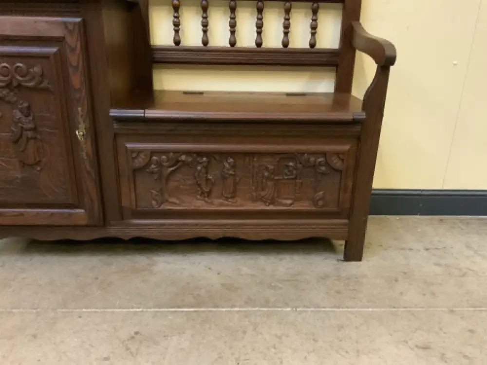 Antike  Bretonische Bank, Schuhschrank - Bretagne  - Lieferung möglich! 9