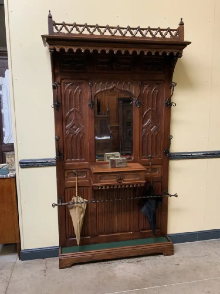 Antik - Gaderobe mit Schub, Kleiderständer - Neogotik - Lieferung möglich! 1