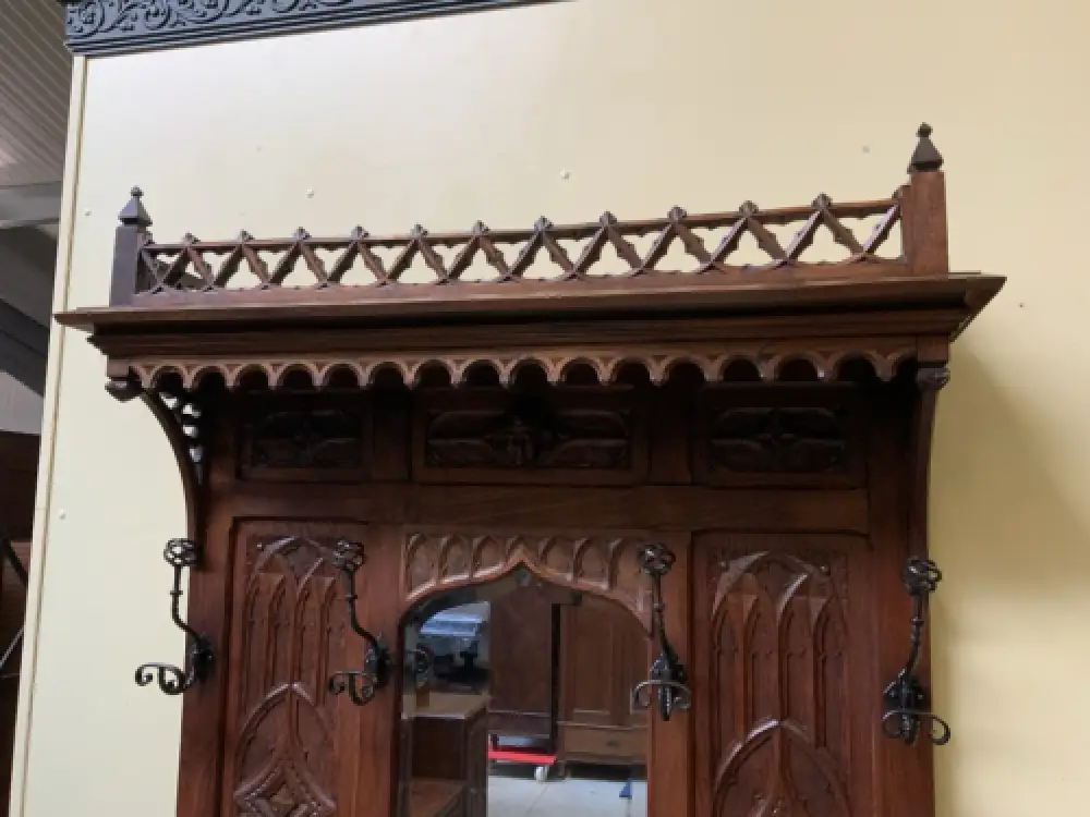 Antik - Gaderobe mit Schub, Kleiderständer - Neogotik - Lieferung möglich! 13