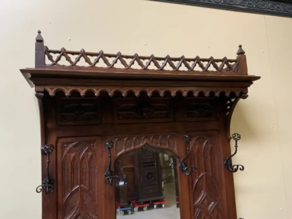 Antik - Gaderobe mit Schub, Kleiderständer - Neogotik - Lieferung möglich! 14