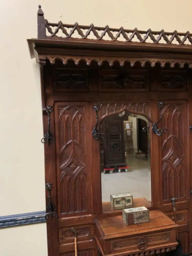 Antik - Gaderobe mit Schub, Kleiderständer - Neogotik - Lieferung möglich! 17