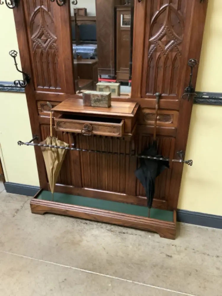 Antik - Gaderobe mit Schub, Kleiderständer - Neogotik - Lieferung möglich! 19