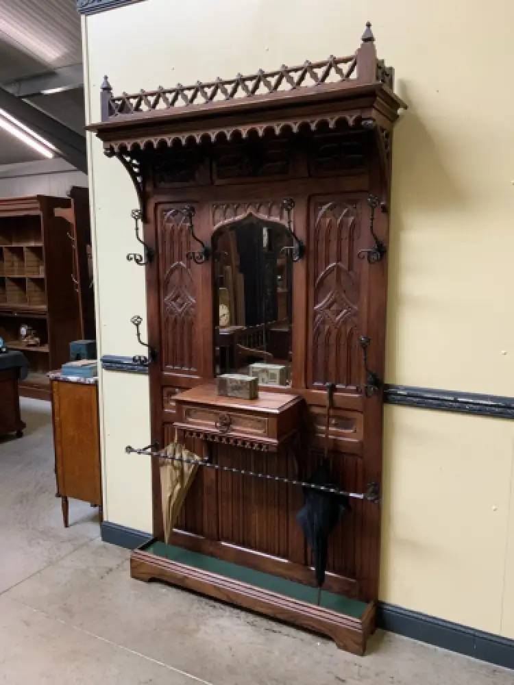 Antik - Gaderobe mit Schub, Kleiderständer - Neogotik - Lieferung möglich! 2