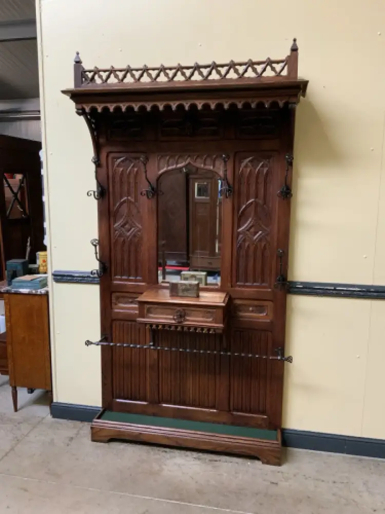 Antik - Gaderobe mit Schub, Kleiderständer - Neogotik - Lieferung möglich! 20