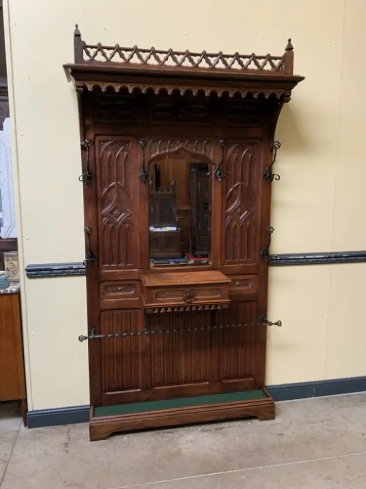 Antik - Gaderobe mit Schub, Kleiderständer - Neogotik - Lieferung möglich! 23