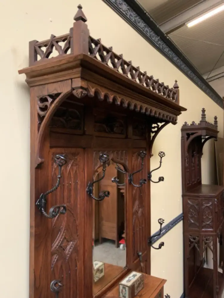 Antik - Gaderobe mit Schub, Kleiderständer - Neogotik - Lieferung möglich! 5