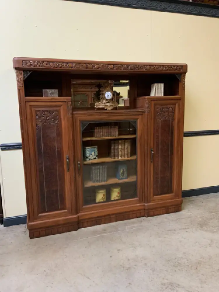 Antik - Bücherschrank, Vitrine, Nußbaum, - Art Deco -  Lieferung möglich! 1