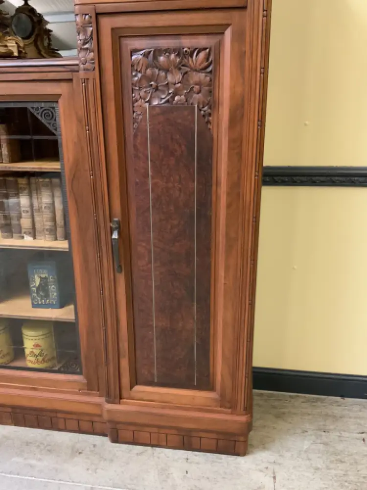 Antik - Bücherschrank, Vitrine, Nußbaum, - Art Deco -  Lieferung möglich! 11