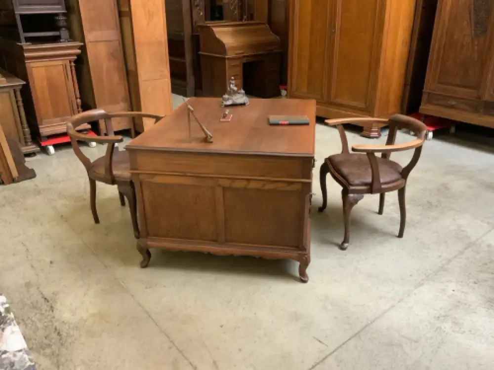 Antik - Doppelseitiger Schreibtisch mit 2 Armstühle - Lieferung möglich! 1