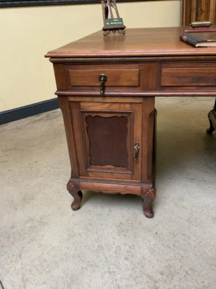 Antik - Doppelseitiger Schreibtisch mit 2 Armstühle - Lieferung möglich! 10