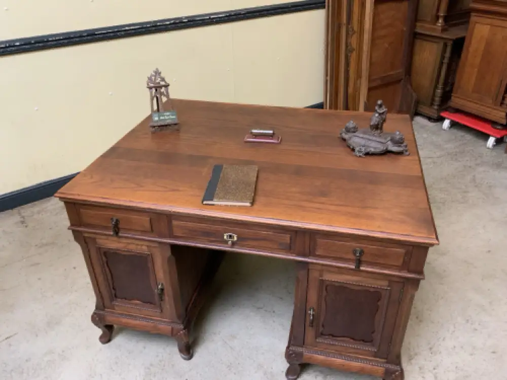 Antik - Doppelseitiger Schreibtisch mit 2 Armstühle - Lieferung möglich! 4