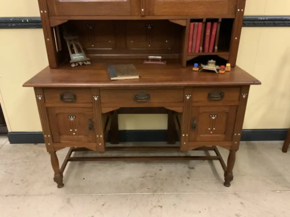 Antiker Jugendstil Schreibtisch, Buntglas, Art Nouveau -  Lieferung möglich! 3