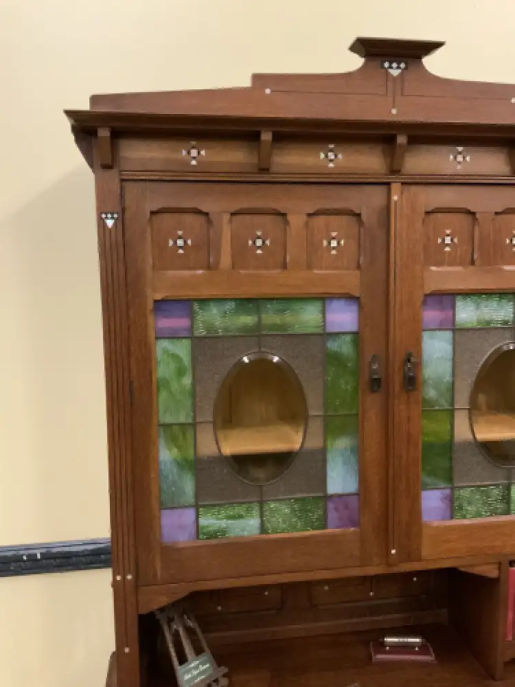 Antiker Jugendstil Schreibtisch, Buntglas, Art Nouveau -  Lieferung möglich! 6