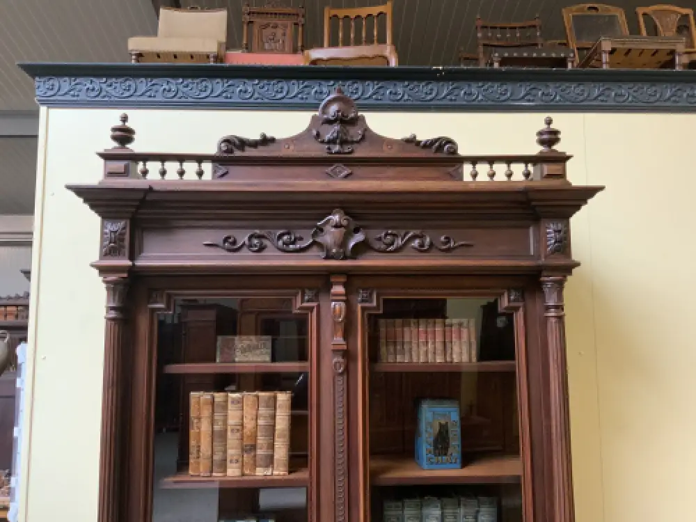 Antiker Jugendstil Geschirrschrank, Vitrine, Bücherschrank - Lieferung möglich! 11