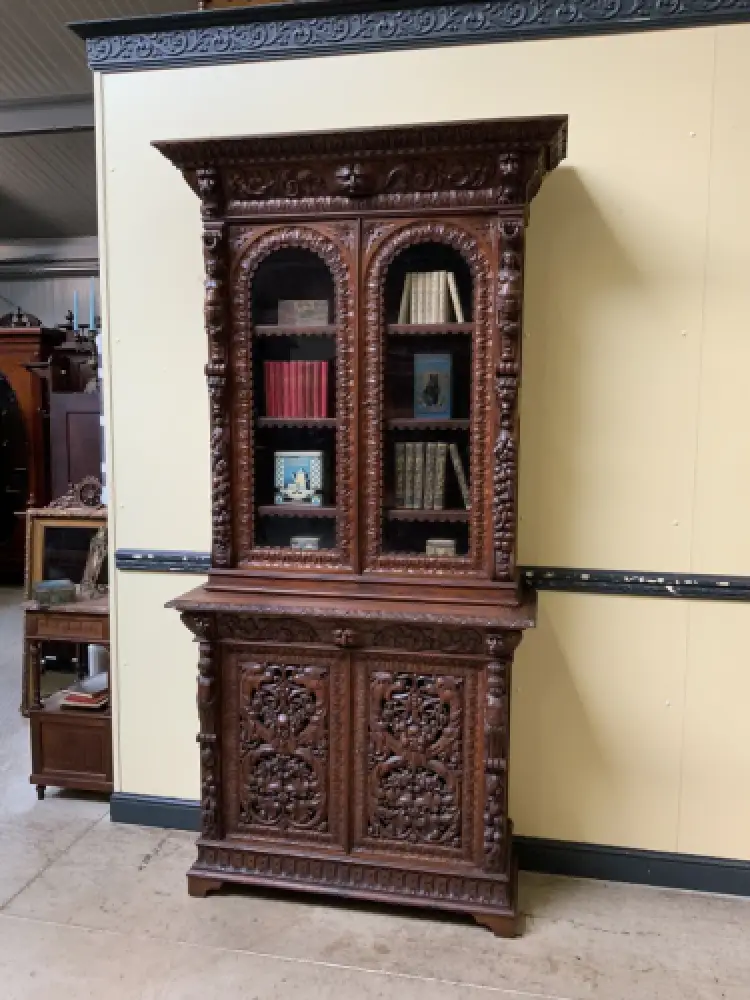 Antike Neorenaissance Vitrine, Bücherschrank  -  Lieferung möglich! 0