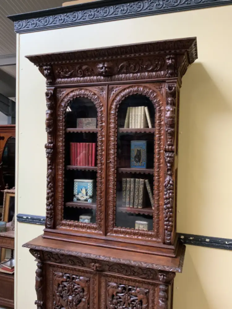 Antike Neorenaissance Vitrine, Bücherschrank  -  Lieferung möglich! 11