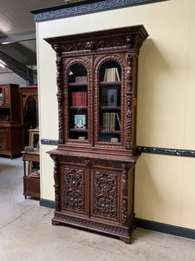 Antike Neorenaissance Vitrine, Bücherschrank  -  Lieferung möglich! 3