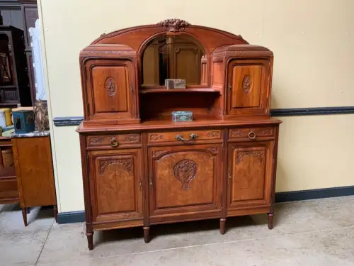 Antik - Buffet, Vitrine, Kredenz, Nußbaum, - Jugendstil -  Lieferung möglich!