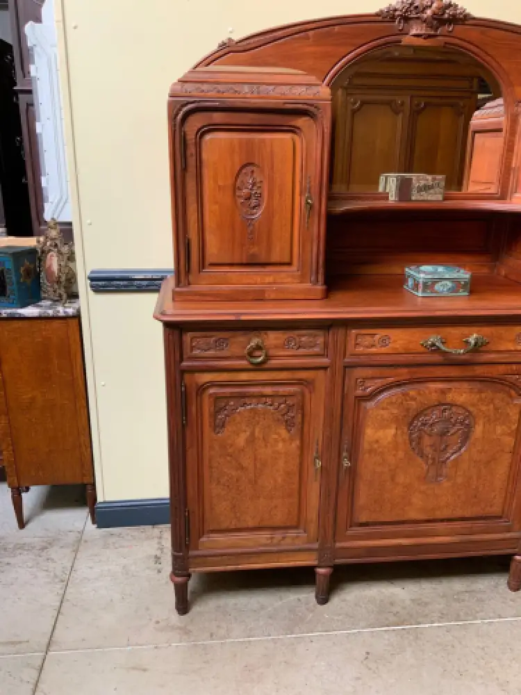 Antik - Buffet, Vitrine, Kredenz, Nußbaum, - Jugendstil -  Lieferung möglich! 18