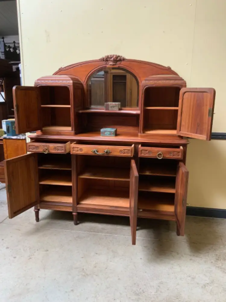 Antik - Buffet, Vitrine, Kredenz, Nußbaum, - Jugendstil -  Lieferung möglich! 20