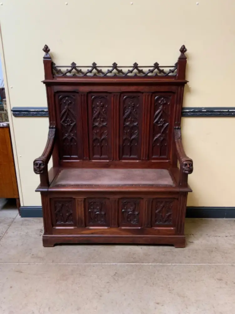 Antik - Neogotische Truhen Bank,  Sensationell - Lieferung möglich! 1