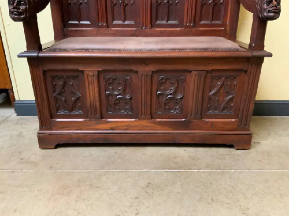 Antik - Neogotische Truhen Bank,  Sensationell - Lieferung möglich! 11