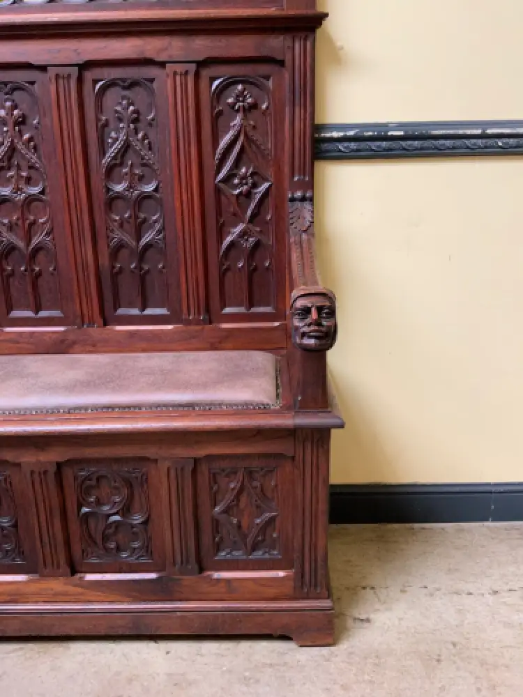 Antik - Neogotische Truhen Bank,  Sensationell - Lieferung möglich! 13