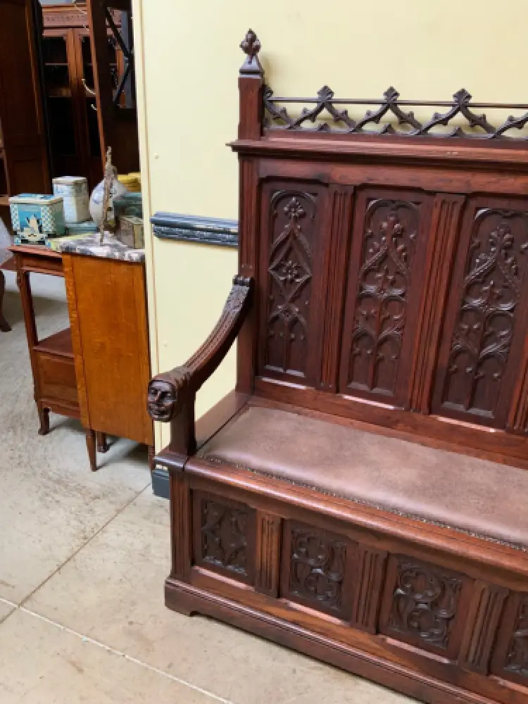 Antik - Neogotische Truhen Bank,  Sensationell - Lieferung möglich! 17